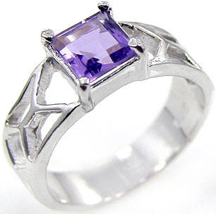 Solid 925 Sterling Silver Genuine Amethyst ring